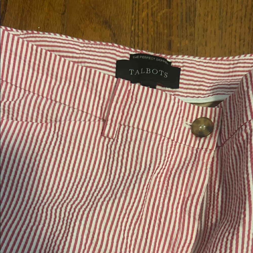 Talbots Pink and White Striped Skimmer Pants size 8  A - Picture 3 of 10
